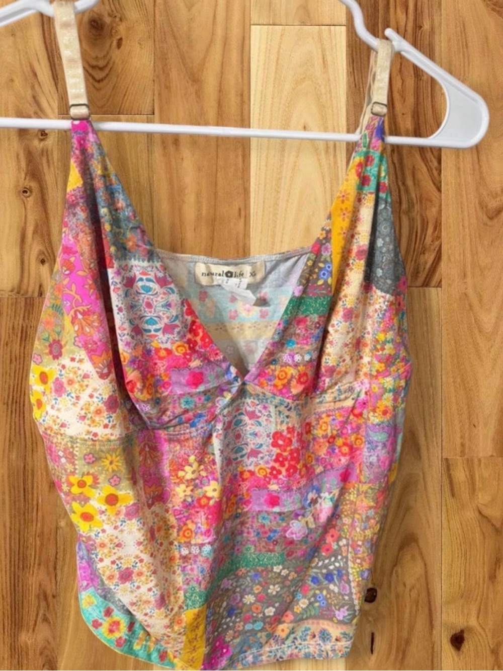 NATURAL LIFE Patchwork Floral Cami in Pink, Yellow, Teal